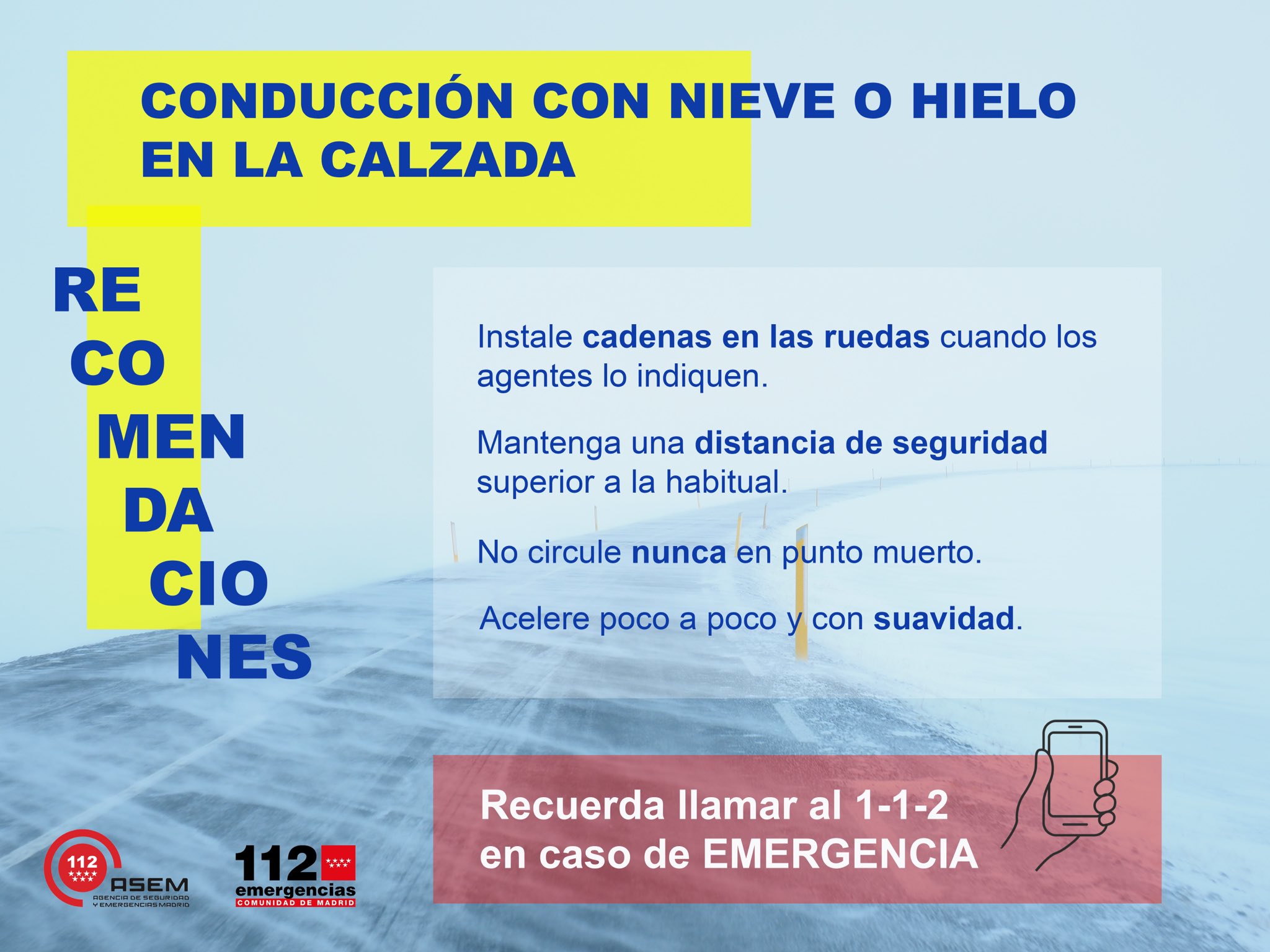 Recomendaciones de Conducción con Nieve o Hielo en la calzada